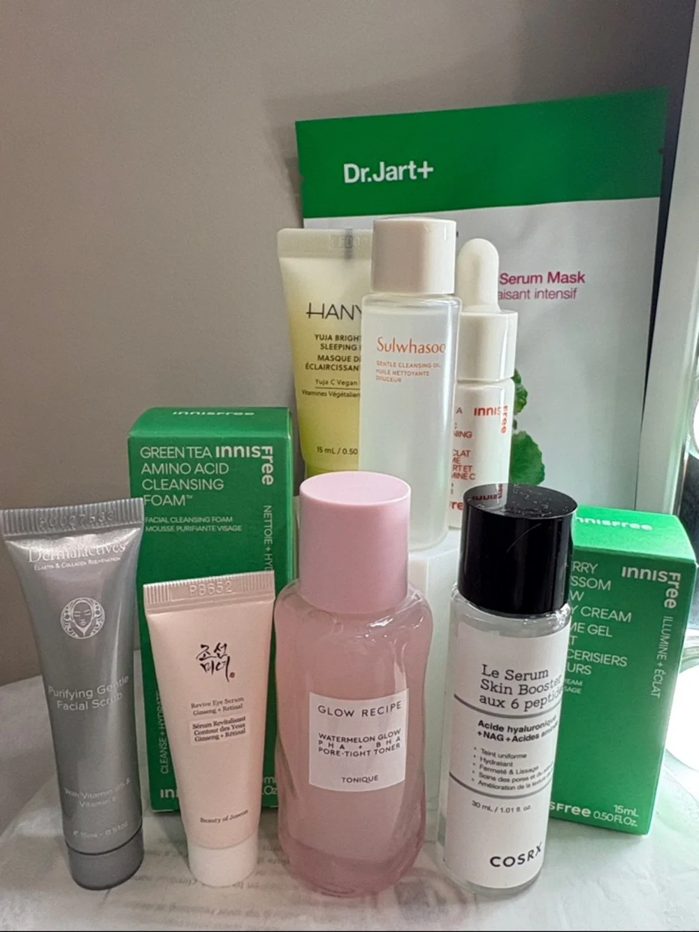 KOREAN SKINCARE ROUTINE SET (10 STEP), ALL NEW UNUSED, GLOW RECIPE, COSRX, VIRAL - Picture 1 of 11